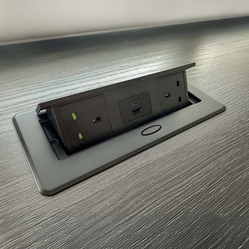 Power Outlet Rocker Worktop flip up double socket and USB power outlet - Spacemaker